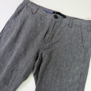 Guess Classic Fit Pants Men's 33 Gray Linen Cotton Straight Leg Office Career